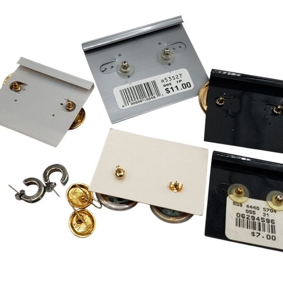 Vintage Assorted Green Gold Earrings Lot Bundle 80's 90's 7 Piece - Picture 5 of 6